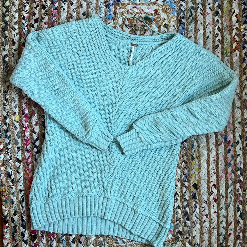 Free People Mint Chunky Sweater